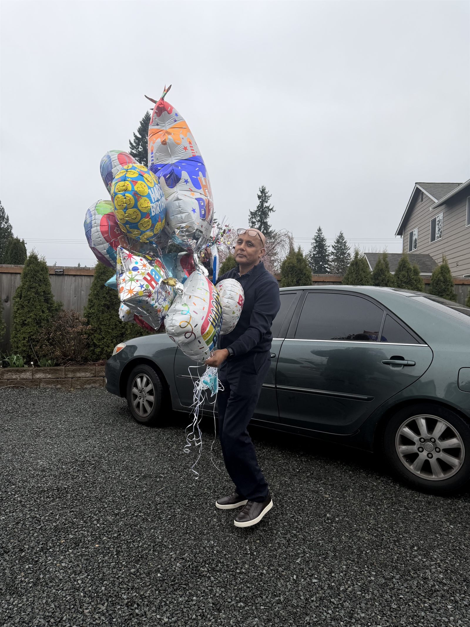 Balloons arriving for a birthday